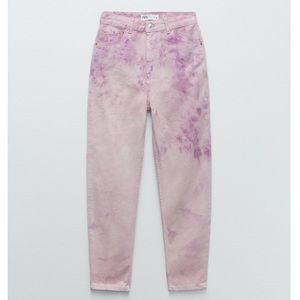 Pink tie die mom fit jeans